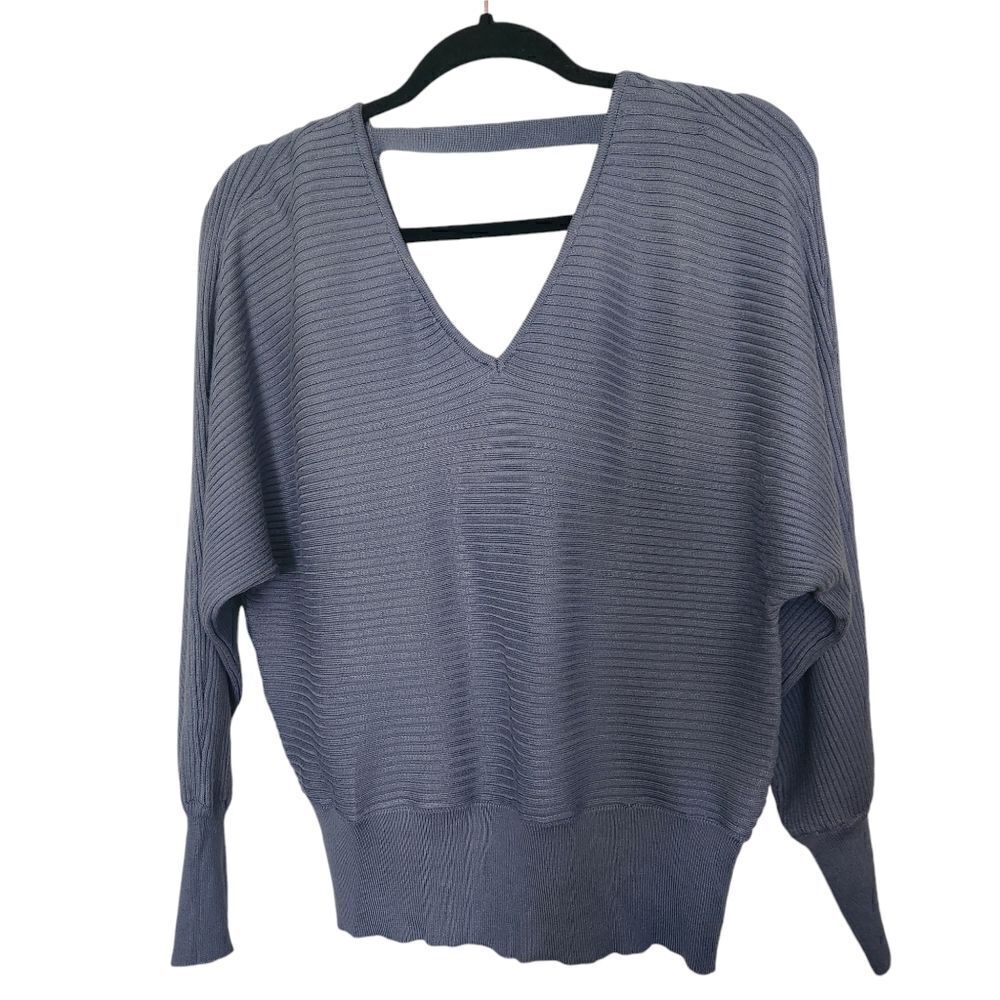Hippie Rose Womens Long Sleeve Deep V-Neck Front Wrap Back Ribbed Sweater Medium